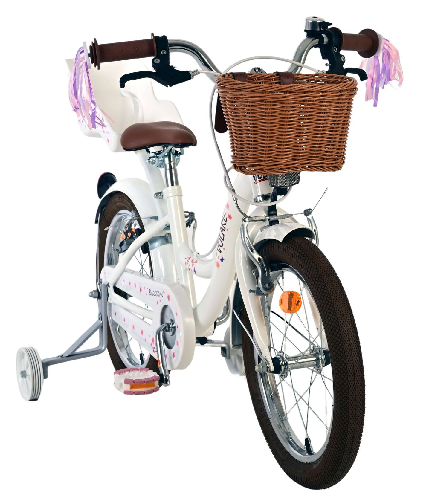 Volare Blossom Barncykel 16 tum, dubbla handbromsar, Vit - För barn 4-6 år