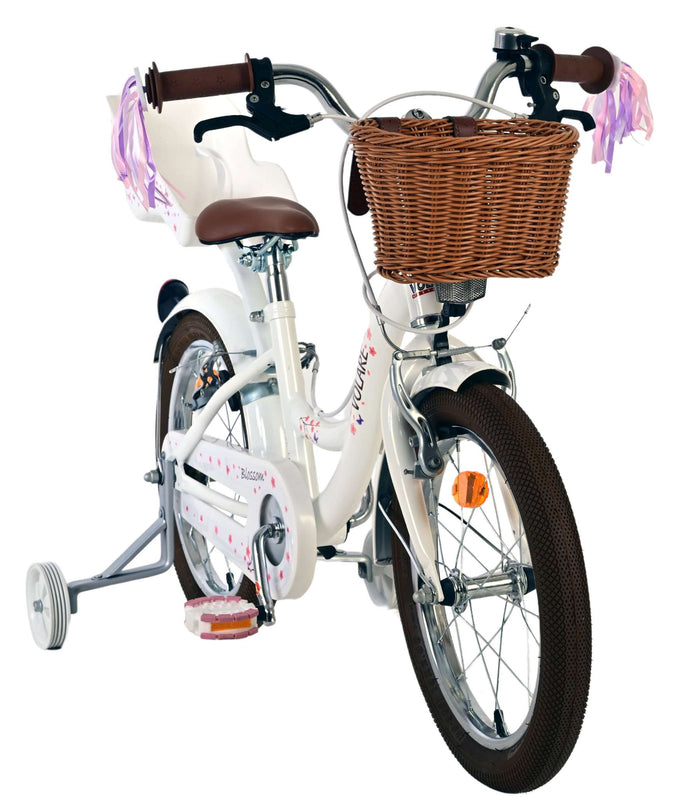 Volare Blossom Barncykel 16 tum, dubbla handbromsar, Vit - För barn 4-6 år