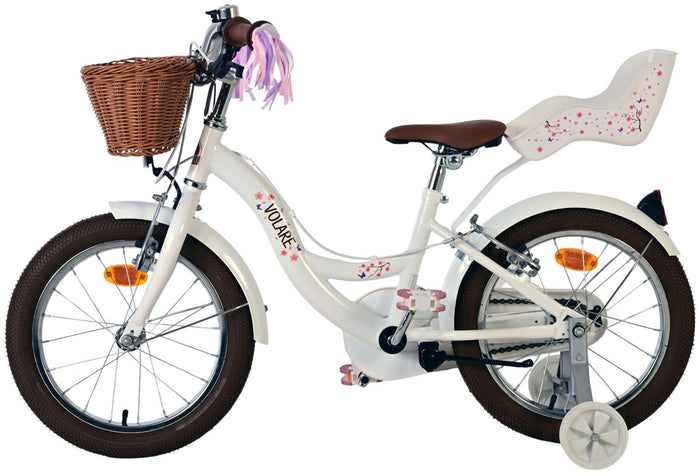 Volare Blossom Barncykel 16 tum, dubbla handbromsar, Vit - För barn 4-6 år