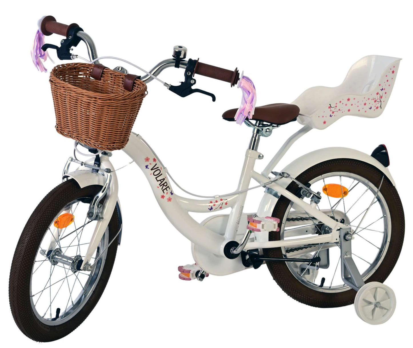 Volare Blossom Barncykel 16 tum, dubbla handbromsar, Vit - För barn 4-6 år