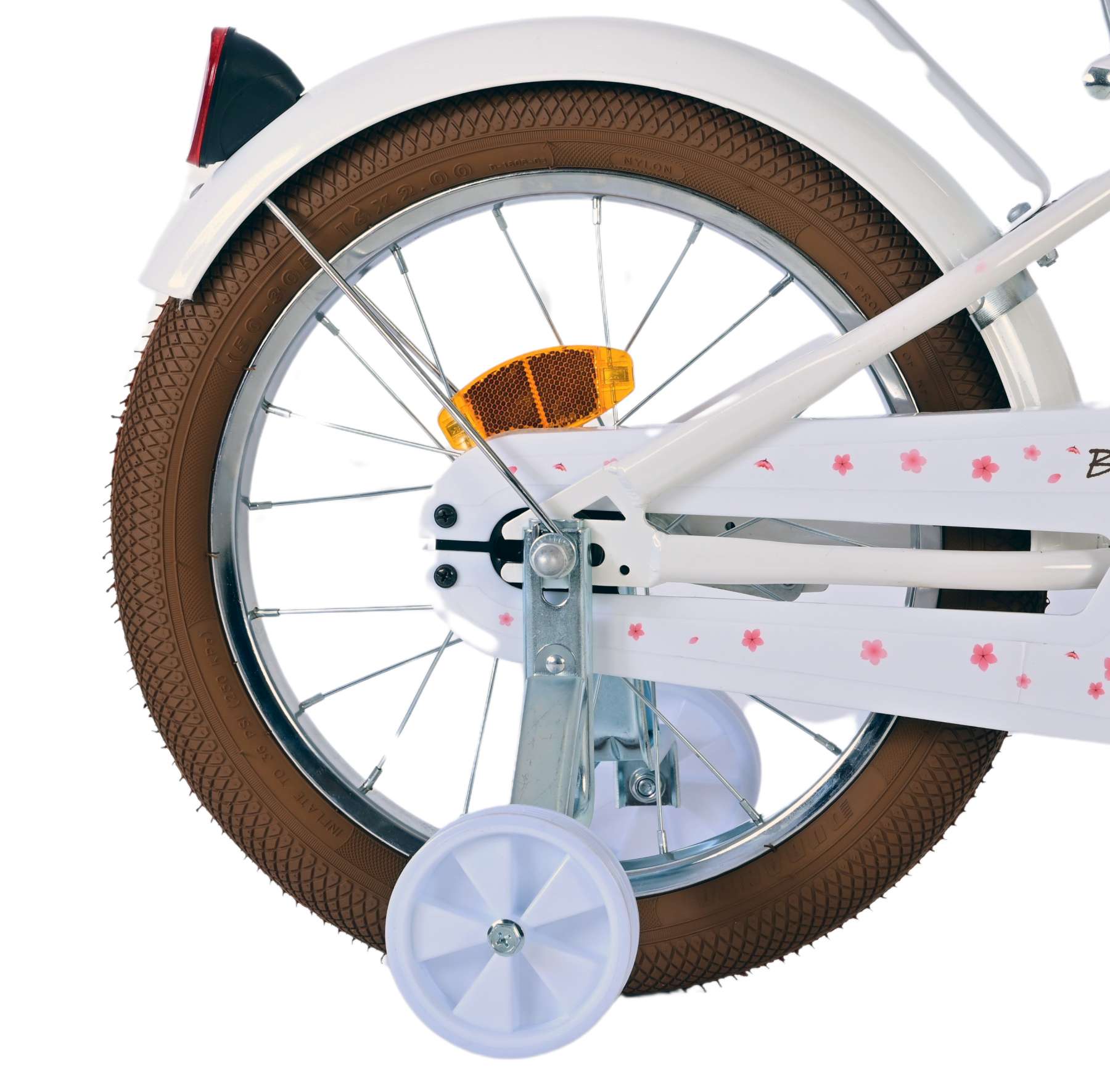 Volare Blossom Barncykel 16 tum, Vit - Lilla Cykelbutiken