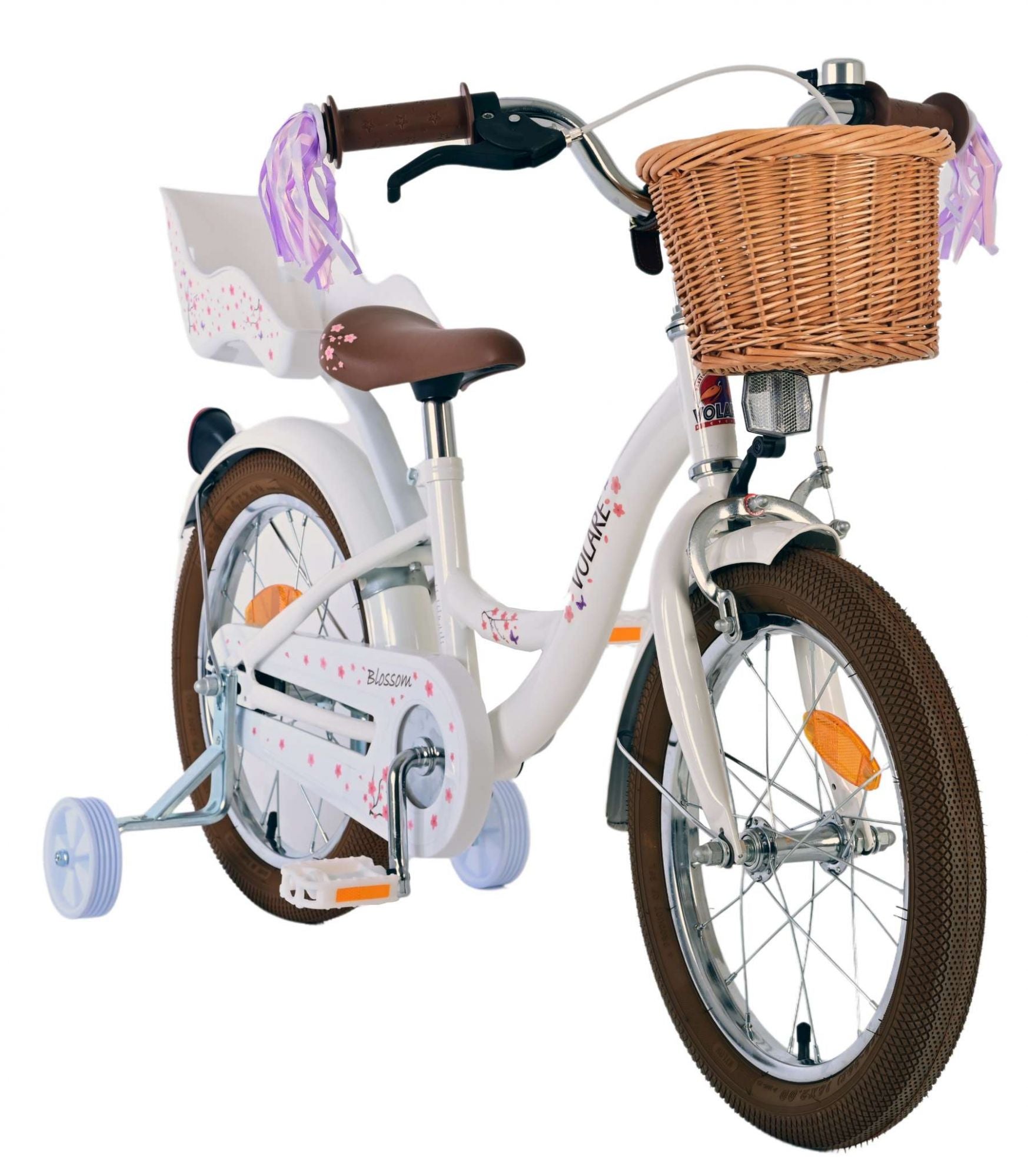 Volare Blossom Barncykel 16 tum, Vit - Lilla Cykelbutiken