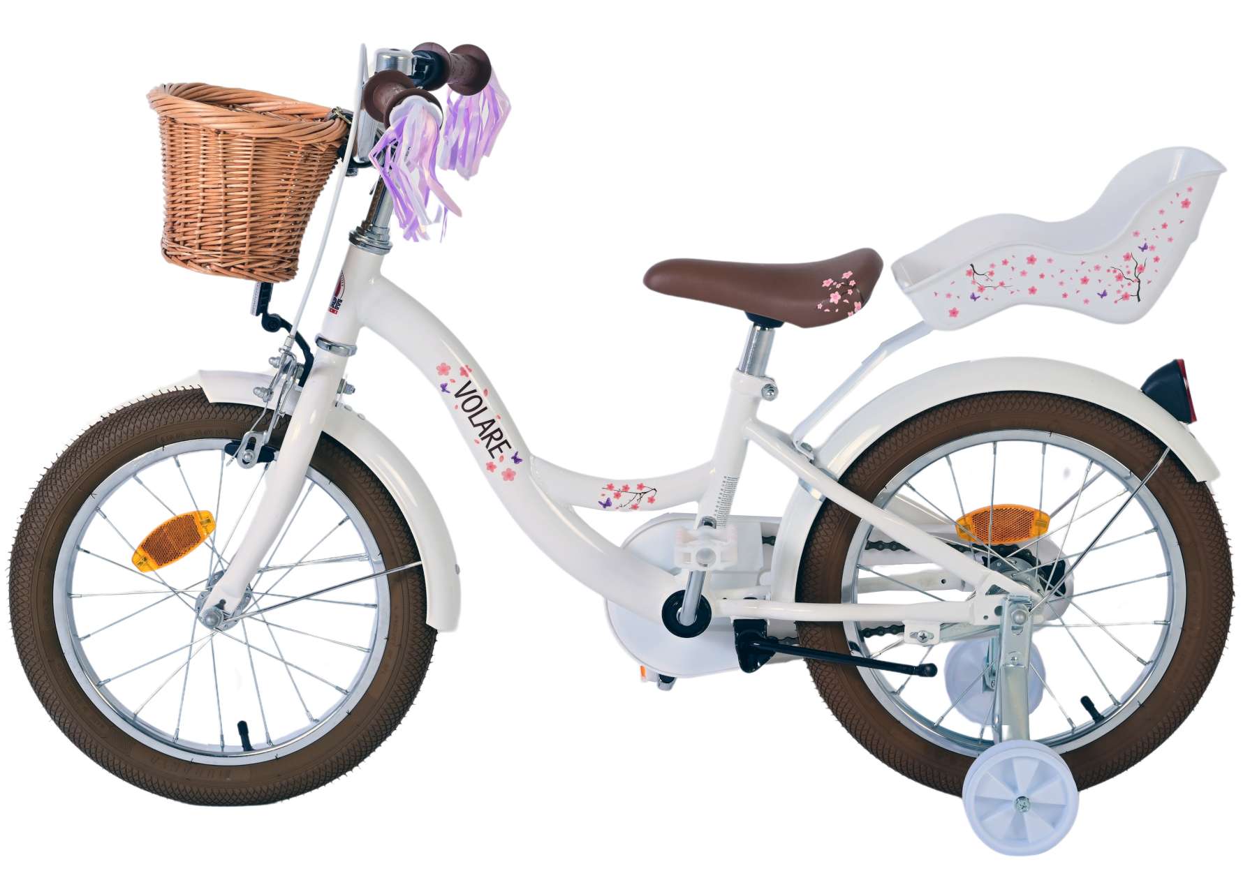 Volare Blossom Barncykel 16 tum, Vit - Lilla Cykelbutiken