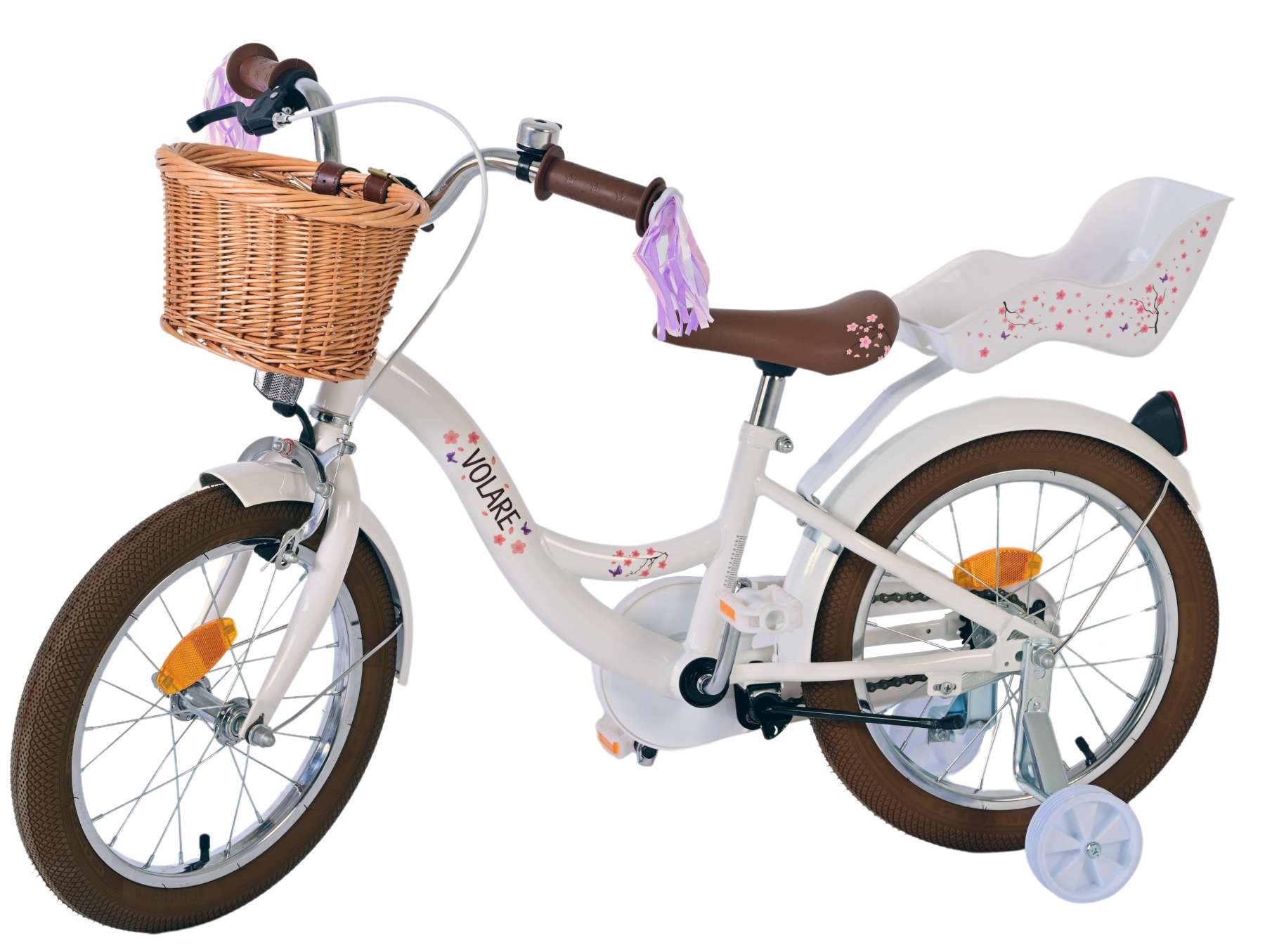 Volare Blossom Barncykel 16 tum, Vit - Lilla Cykelbutiken