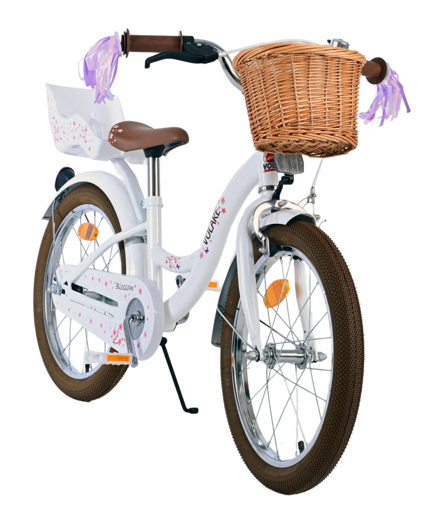 Volare Blossom Barncykel 18 tum, Vit - Lilla Cykelbutiken