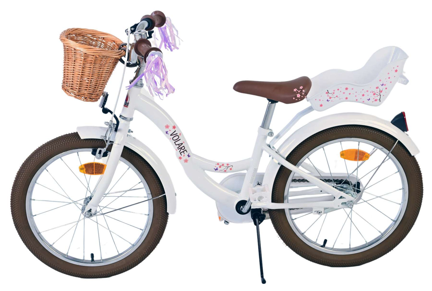 Volare Blossom Barncykel 18 tum, Vit - Lilla Cykelbutiken