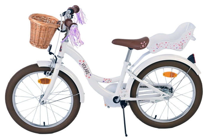 Volare Blossom Barncykel 18 tum, Vit - Lilla Cykelbutiken