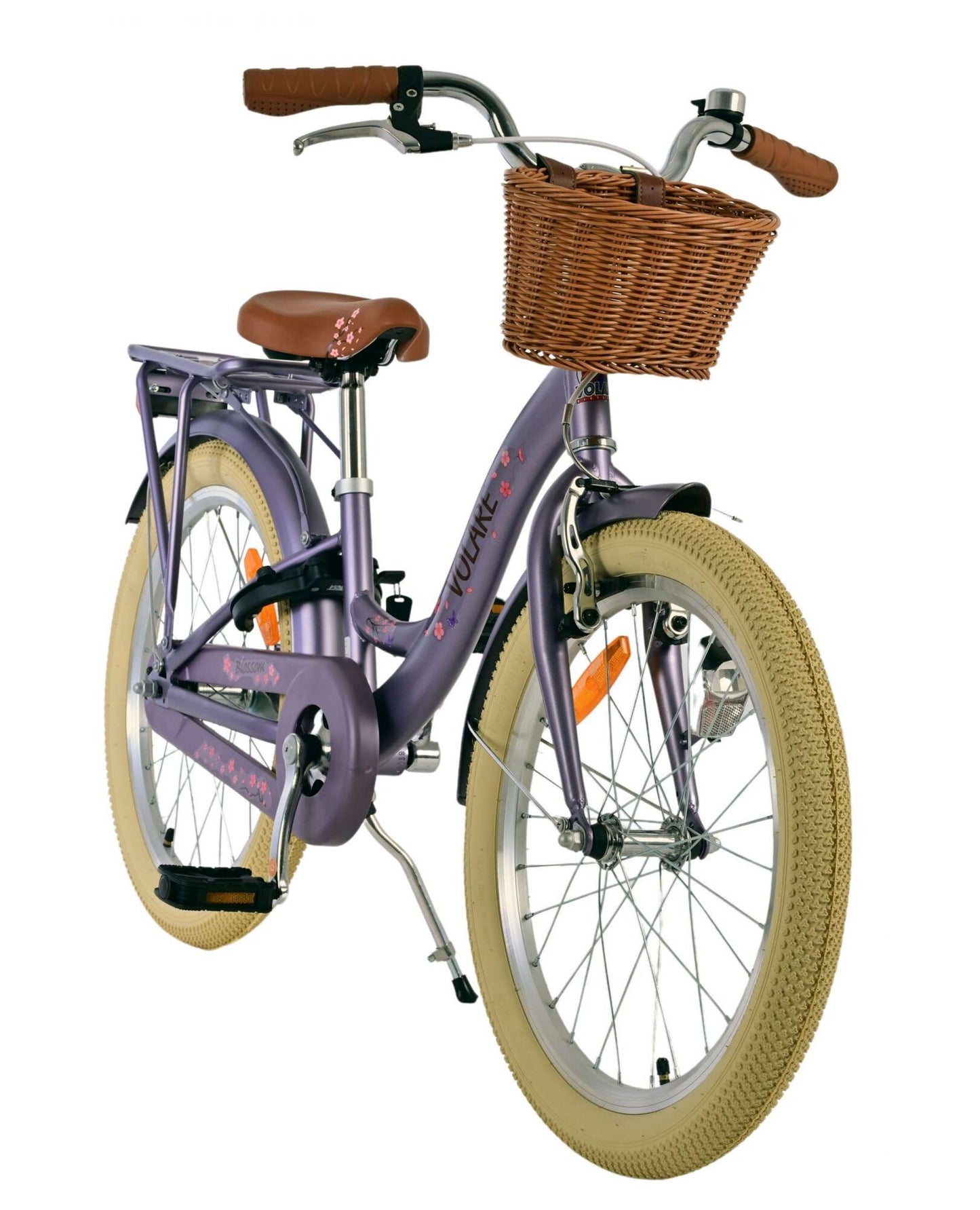 Volare Blossom børnecykel med kurv, 20 tommer lilla