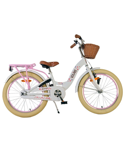 Volare Blossom Barncykel 20 tum, Vit Retro - För barn 6-8 år