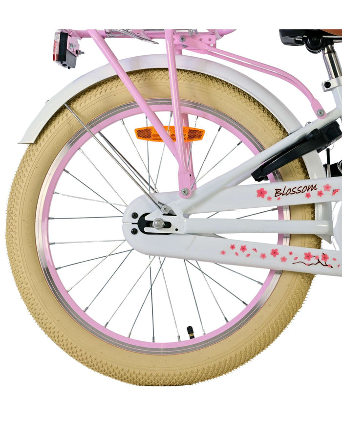 Volare Blossom Barncykel 20 tum, Vit Retro - För barn 6-8 år