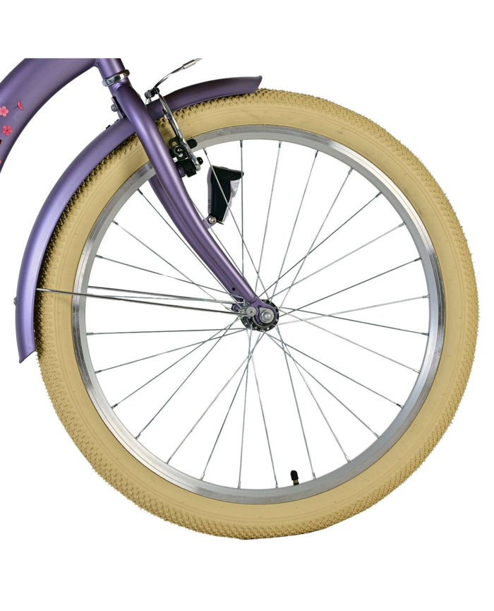 Volare Blossom Barncykel Med Cykelkorg, 24 Tum Lila - För barn 8-10 år