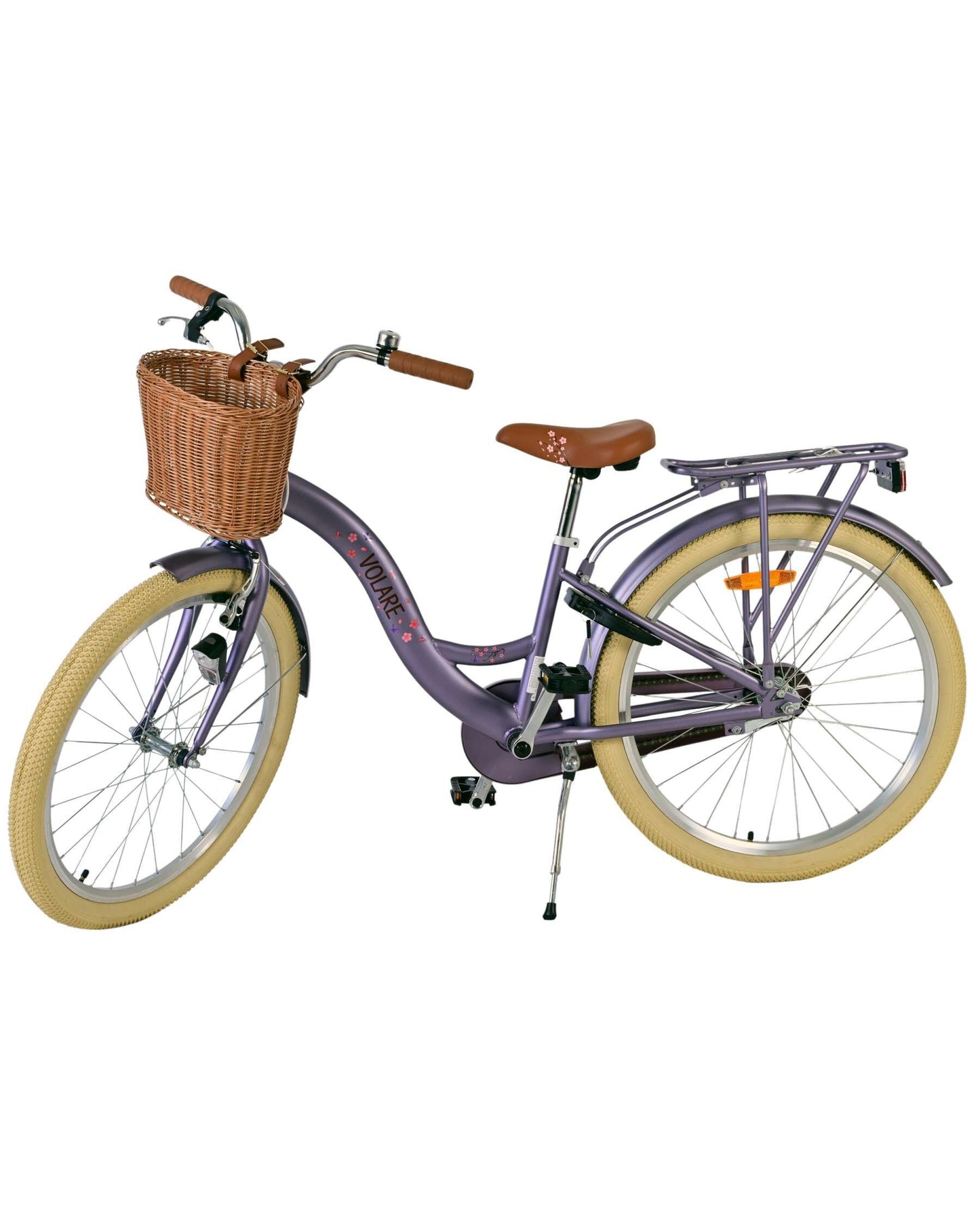 Volare Blossom Barncykel Med Cykelkorg, 24 Tum Lila - För barn 8-10 år