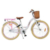 Volare Blossom Barncykel Med Cykelkorg, 24 Tum Vit - För barn 8-10 år