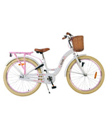 Volare Blossom Barncykel Med Cykelkorg, 24 Tum Vit - För barn 8-10 år