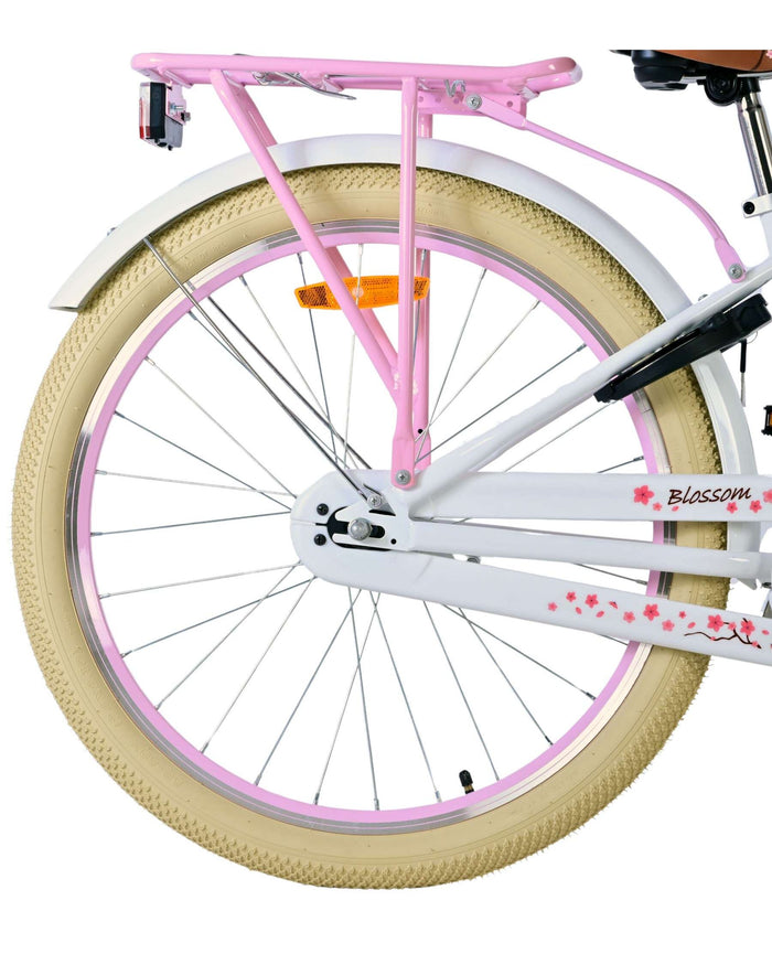 Volare Blossom Barncykel Med Cykelkorg, 24 Tum Vit - För barn 8-10 år