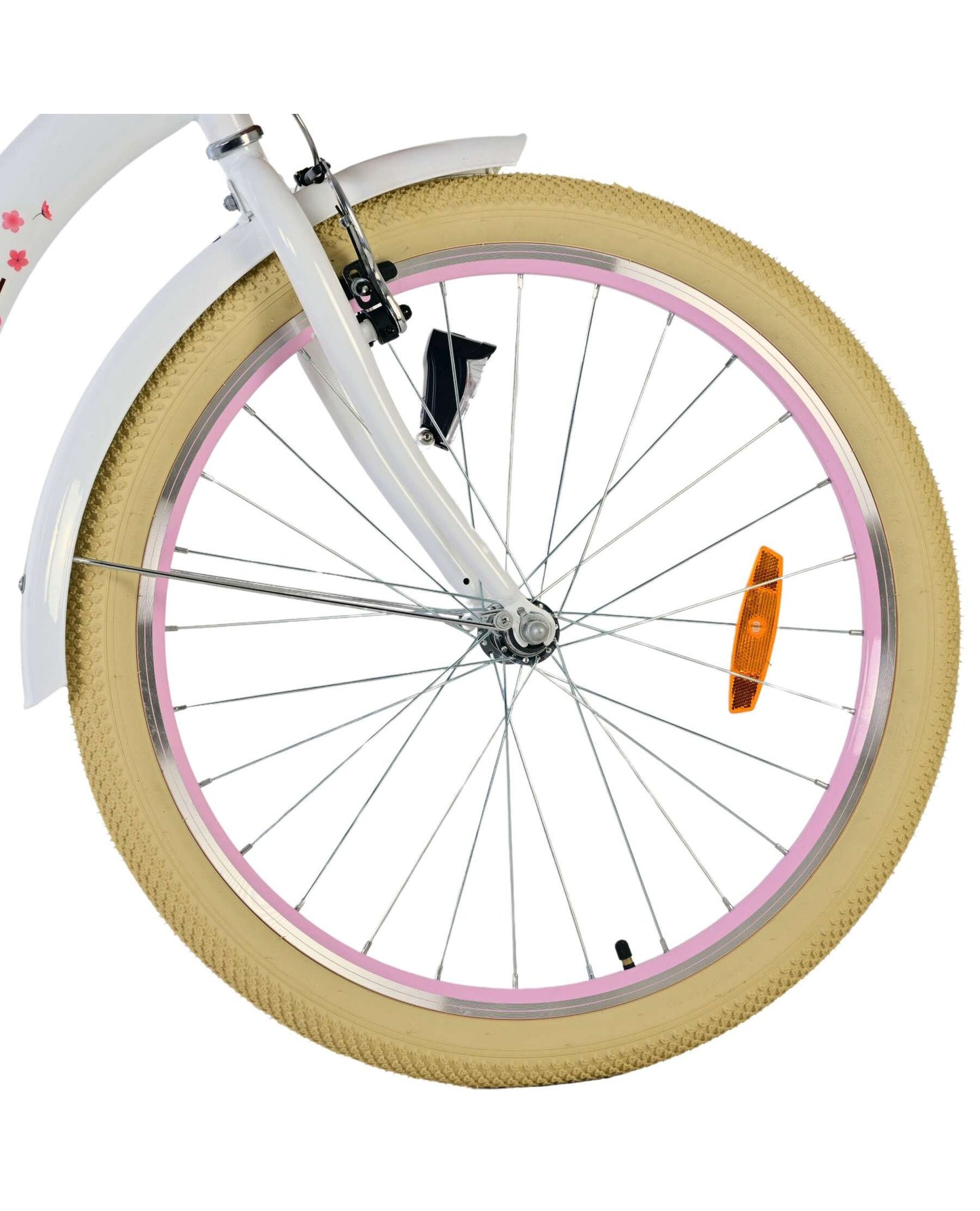 Volare Blossom Barncykel Med Cykelkorg, 24 Tum Vit - För barn 8-10 år