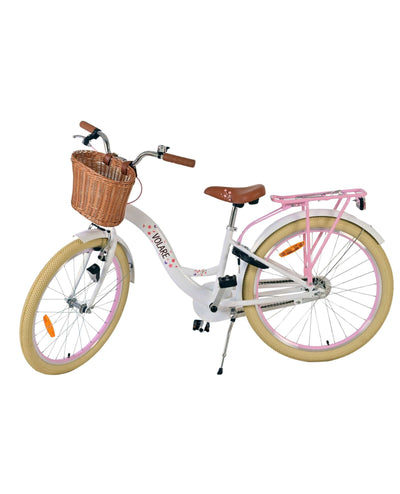 Volare Blossom Barncykel Med Cykelkorg, 24 Tum Vit - För barn 8-10 år