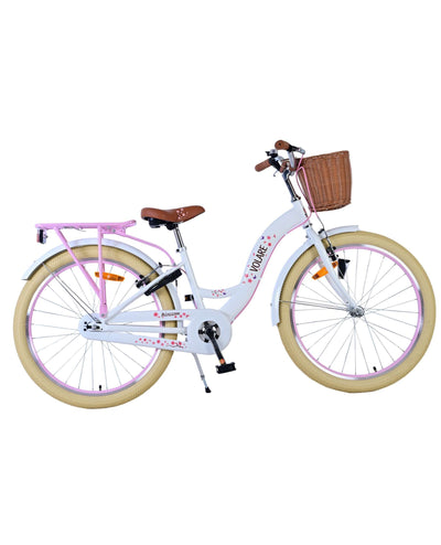 Volare Blossom Barncykel 24 tum, Vit Två handbromsar - För barn 8-10 år