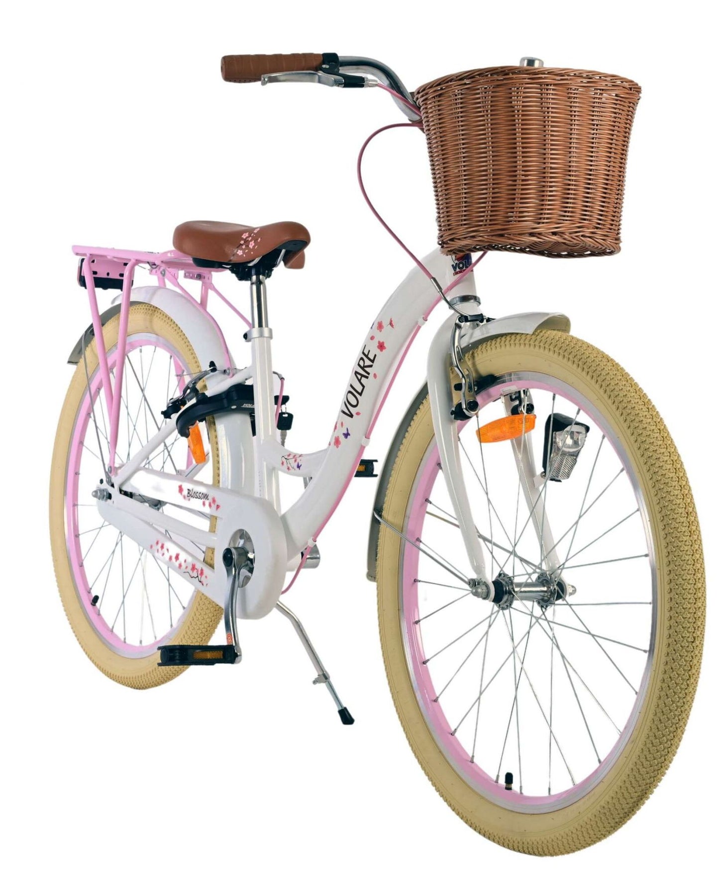 Volare Blossom Barncykel 24 tum, Vit Två handbromsar - För barn 8-10 år