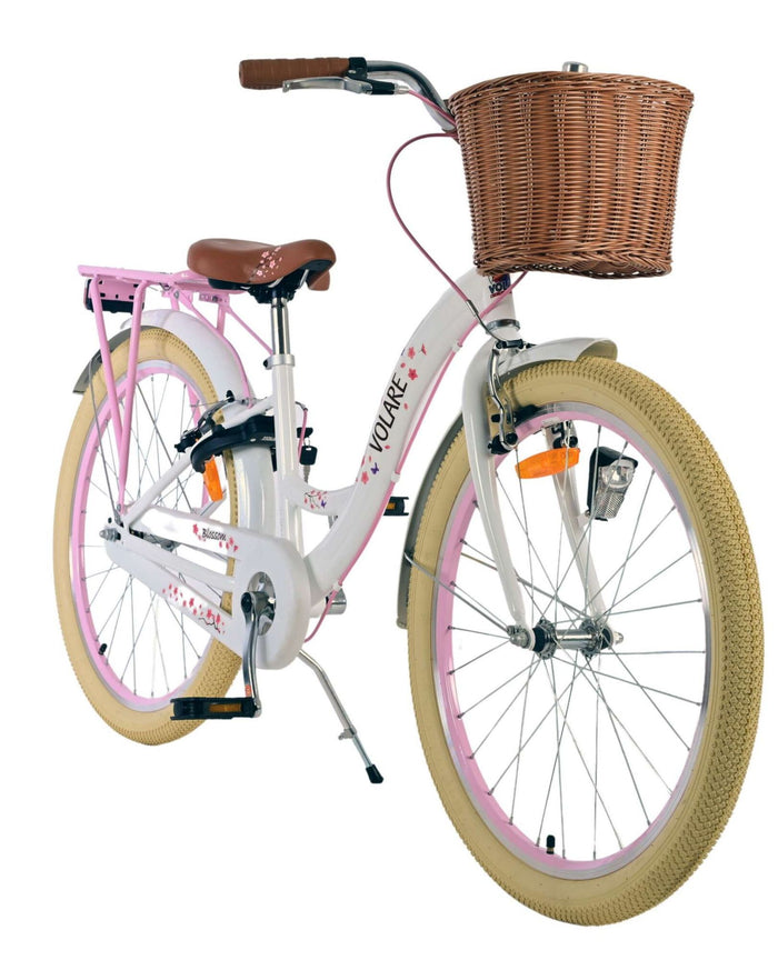 Volare Blossom Barncykel 24 tum, Vit Två handbromsar - För barn 8-10 år