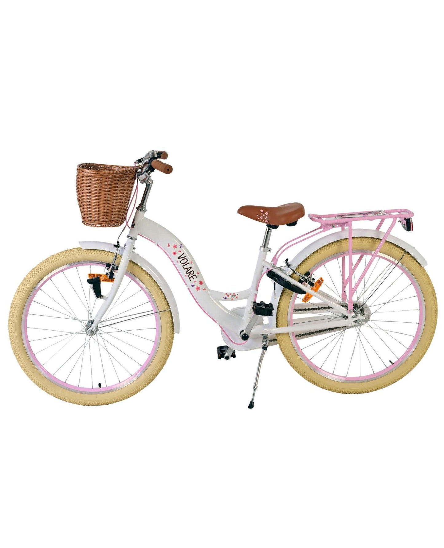 Volare Blossom Barncykel 24 tum, Vit Två handbromsar - För barn 8-10 år
