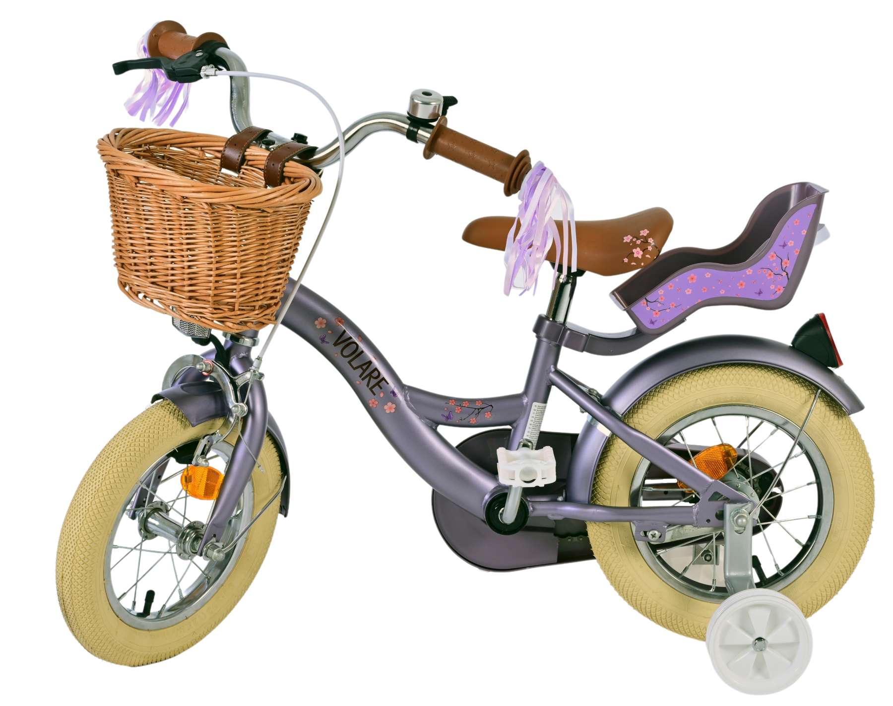 Volare Blossom Barncykel, 12 tum - Lilla Cykelbutiken