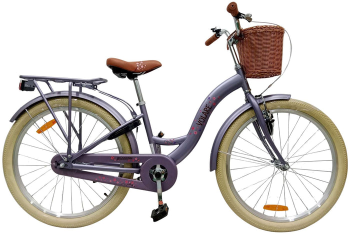Volare Blossom Barncykel Med Cykelkorg, 24 Tum Lila - Lilla Cykelbutiken