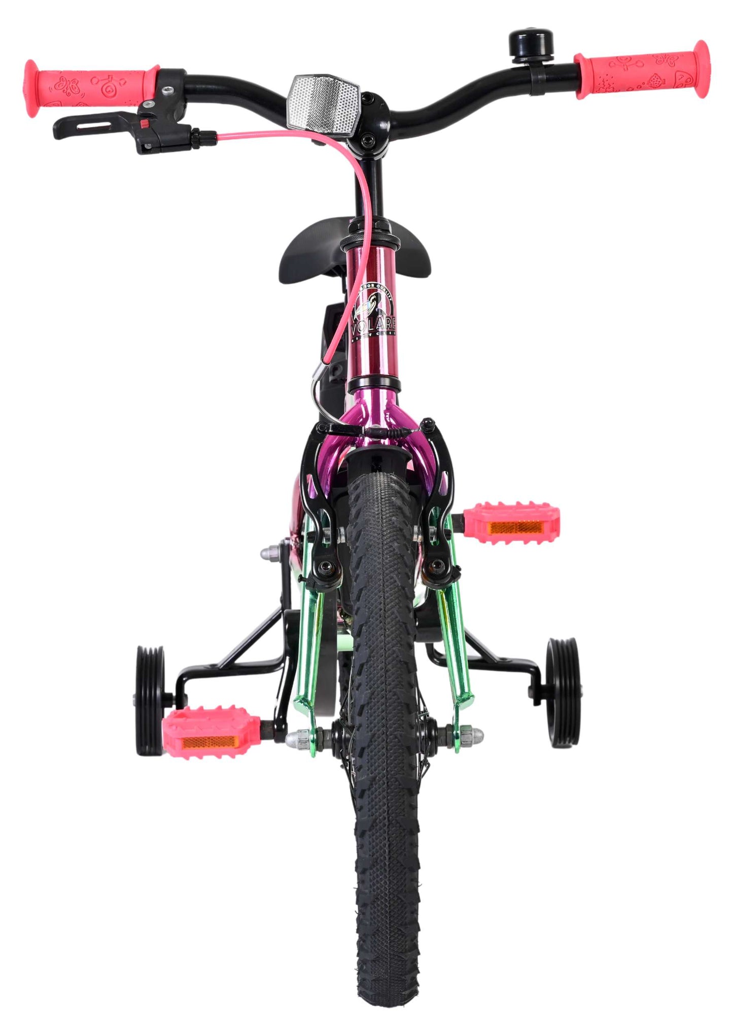 Volare Chrome Rosa Grön 16 tum – Barncykel med stödhjul