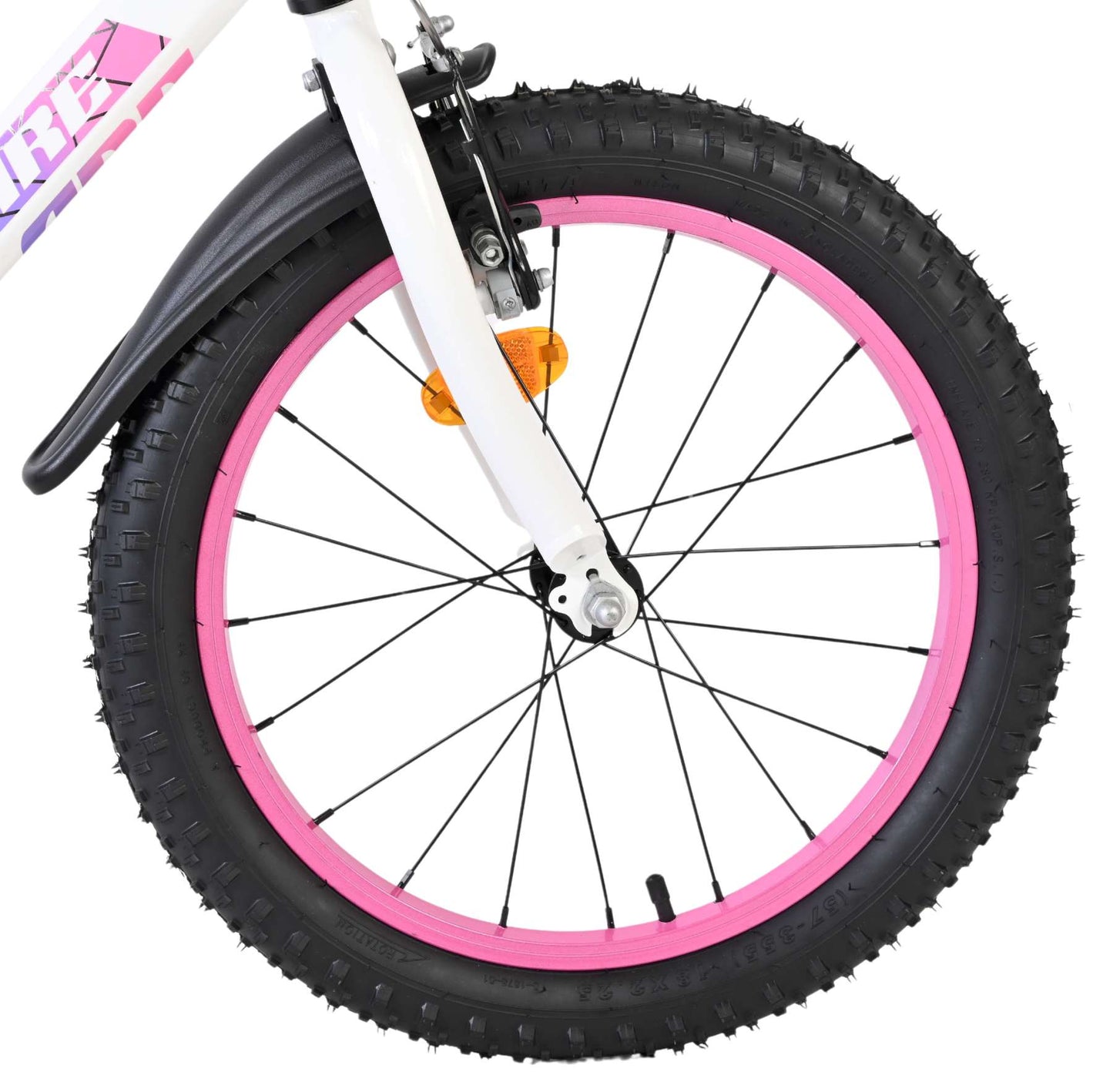 Volare Lily Vit Rosa Lila 18 tum – Barncykel med två handbromsar