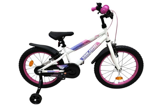 Volare Lily Vit Rosa Lila 18 tum – Barncykel med två handbromsar