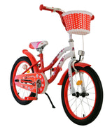Volare Lovely 18 tum Barncykel för Tjejer – Med Korg, Handbroms & Stödhjul, Röd - För barn 4-7 år