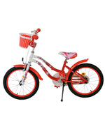 Volare Lovely 18 tum Barncykel för Tjejer – Med Korg, Handbroms & Stödhjul, Röd - För barn 4-7 år