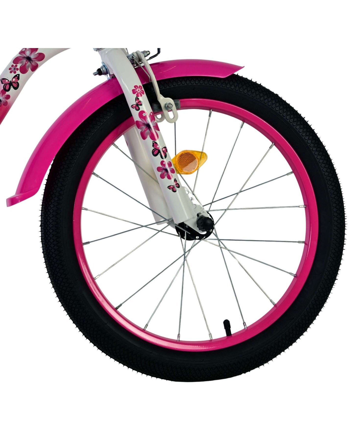 Volare Lovely 18 tum Barncykel för Tjejer – Med Korg, Handbroms & Stödhjul, Rosa - För barn 4-7 år