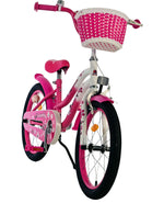 Volare Lovely 18 tum Barncykel för Tjejer – Med Korg, Handbroms & Stödhjul, Rosa - För barn 4-7 år