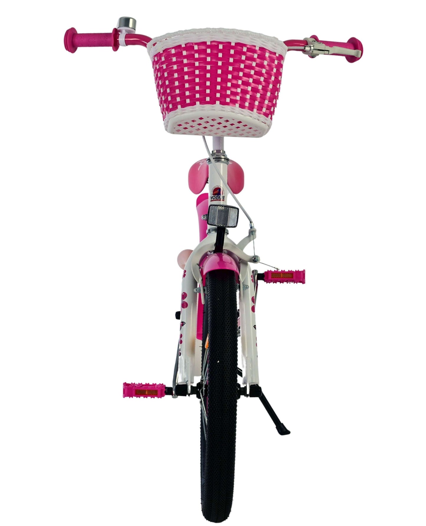 Volare Lovely 18 tum Barncykel för Tjejer – Med Korg, Handbroms & Stödhjul, Rosa - För barn 4-7 år