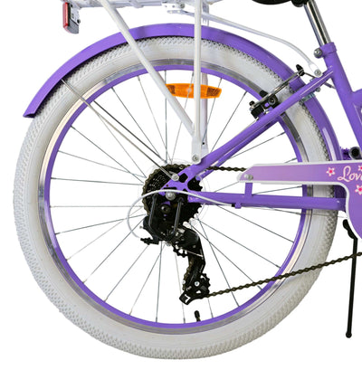 Volare Lovely Barncykel 24 tum, Lila 7 Växlar - Lilla Cykelbutiken