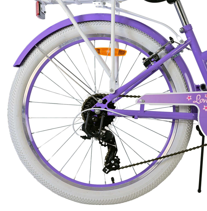 Volare Lovely Barncykel 24 tum, Lila 7 Växlar - Lilla Cykelbutiken