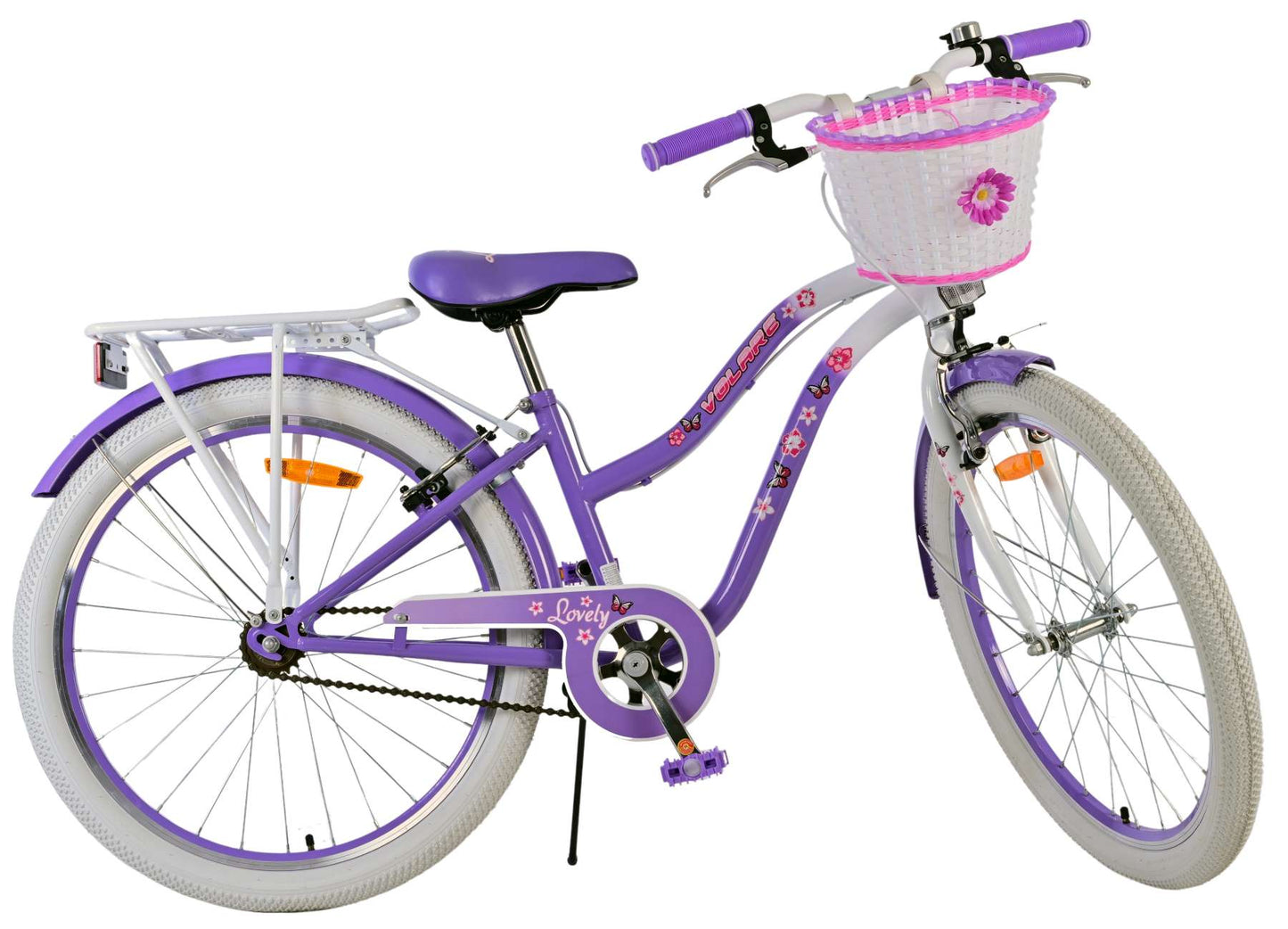 Volare Lovely Barncykel Två Handbromsar 24 tum, Lila - Lilla Cykelbutiken