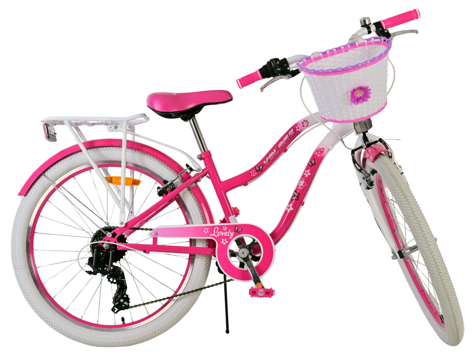 Volare Lovely Barncykel 24 tum, Rosa 7 Växlar - Lilla Cykelbutiken