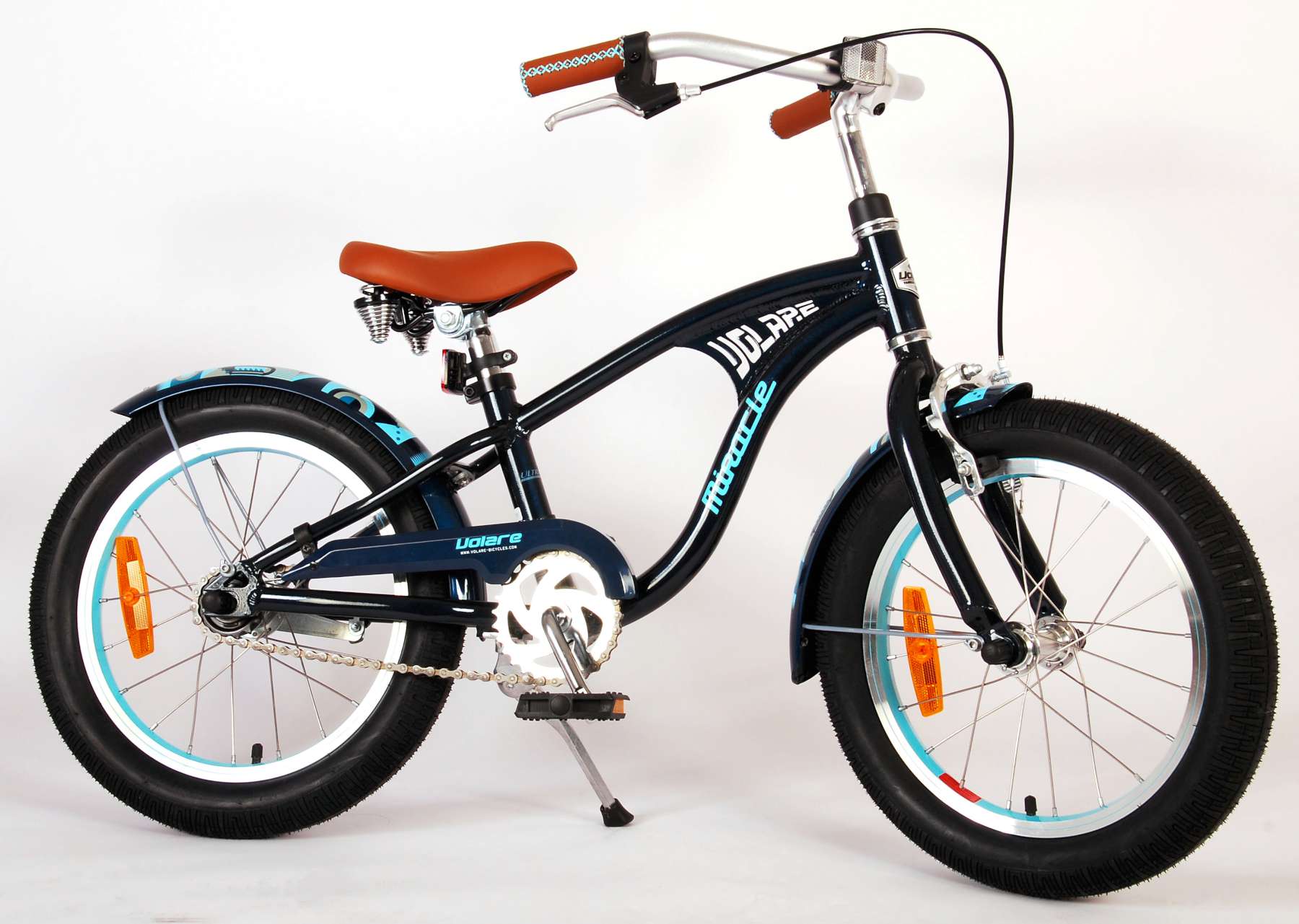Volare Miracle Cruiser Barncykel 16 tum, Matt Blå - Lilla Cykelbutiken