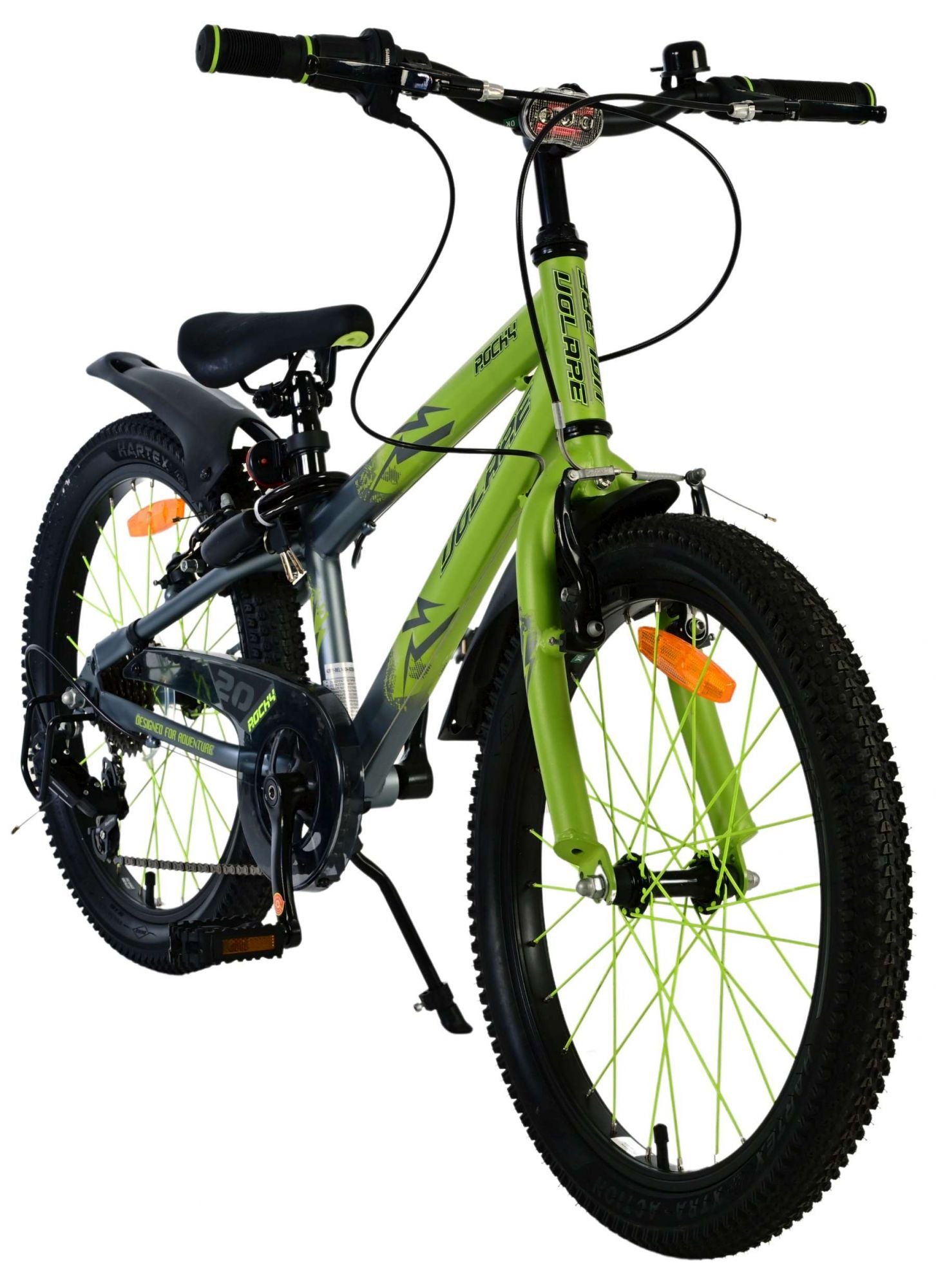 Volare Rocky Barncykel 20 Tum, 7 Växlar, Grön/Grå - Lilla Cykelbutiken