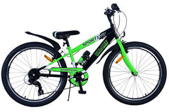 Volare Sportivo Barncykel 24 tum, Svart Grön 7 Växlar - För barn 8-10 år