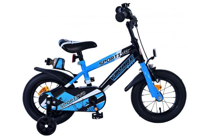 Volare Sportivo Barncykel 12 tum, Blå Svart - Lilla Cykelbutiken