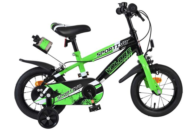 Volare Sportivo Barncykel 12 tum, dubbla handbromsar, Grön - För barn 3-4 år