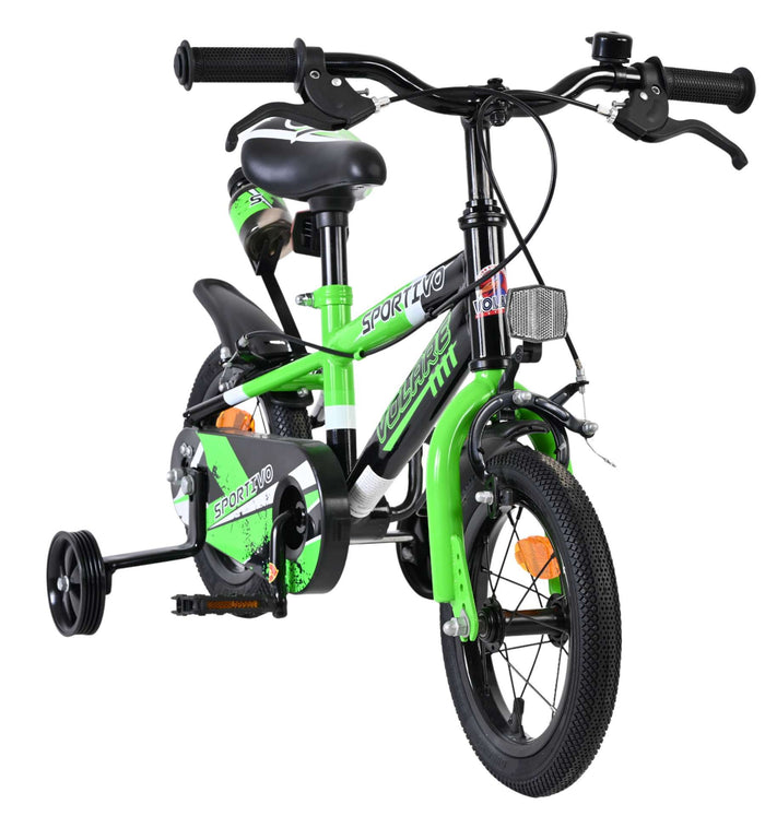 Volare Sportivo Barncykel 12 tum, dubbla handbromsar, Grön - För barn 3-4 år