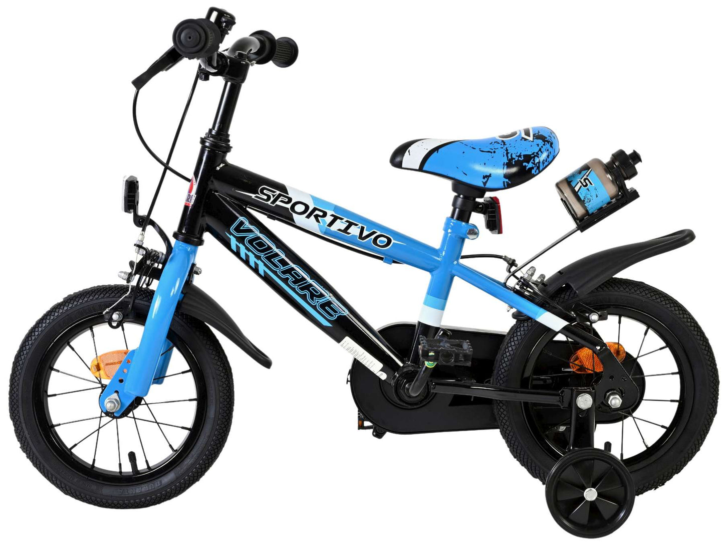 Volare Sportivo Barncykel 12 tum, dubbla handbromsar, Svart - För barn 3-4 år