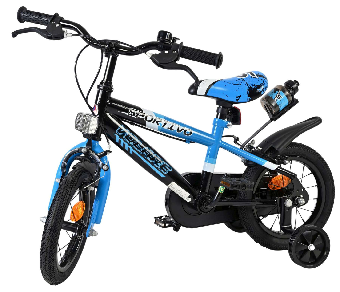 Volare Sportivo Barncykel 12 tum, dubbla handbromsar, Svart - För barn 3-4 år