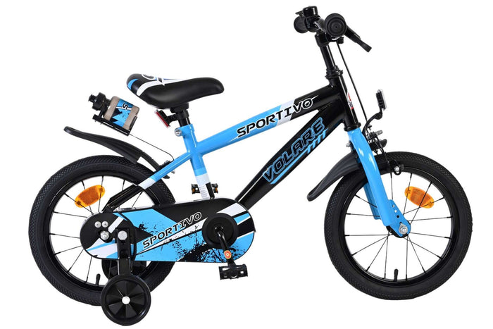 Volare Sportivo 14 Tum Barncykel Med Stödhjul, Blå - För barn 3-5 år