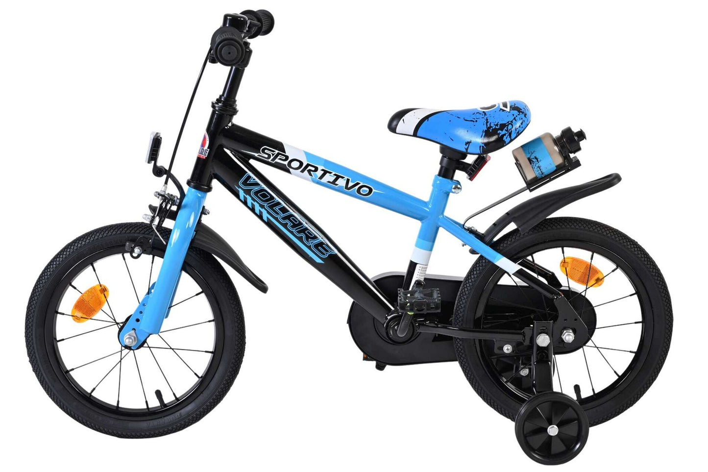 Volare Sportivo 14 Tum Barncykel Med Stödhjul, Blå - För barn 3-5 år