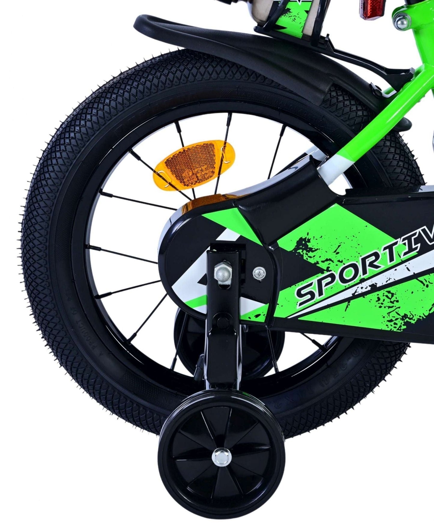 Volare Sportivo Barncykel 14 tum, Grön Svart - Lilla Cykelbutiken